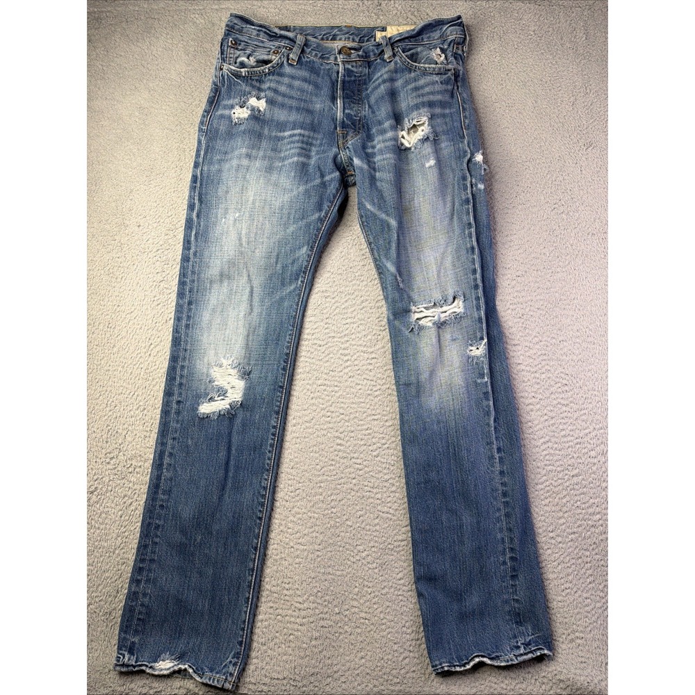 Hollister Jeans Huntington low rise slim straight Mens 34x34 Distressed